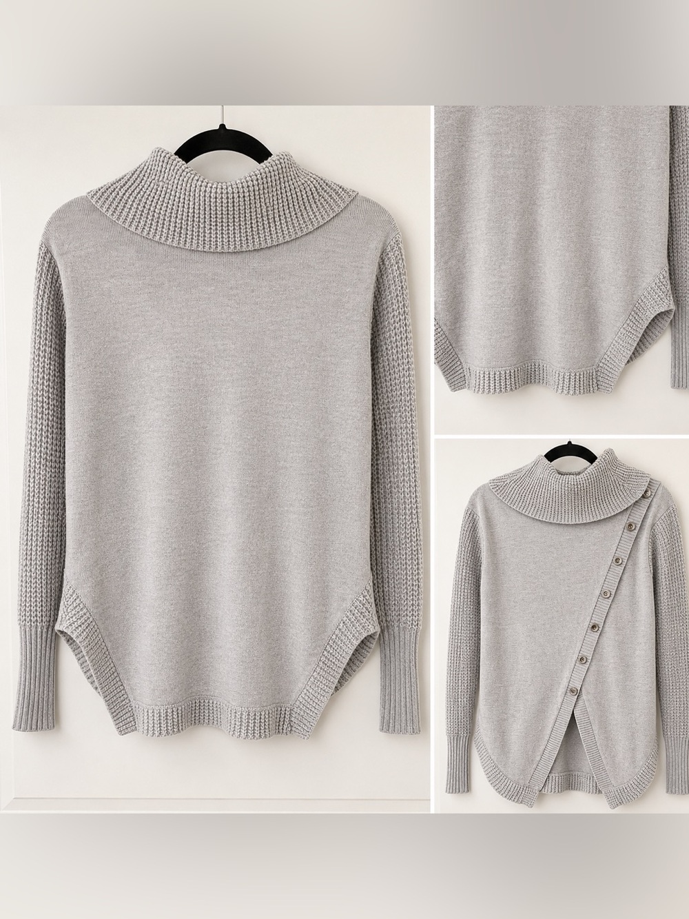 VENUS Light Gray Cowl Neck Sweater
